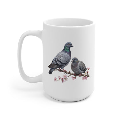 Taube mit Ästling Premium Keramiktasse | Geschenk für Vogelbeobachter