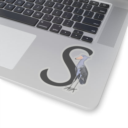 Shoebill Letter S Bird Kiss-Cut Sticker