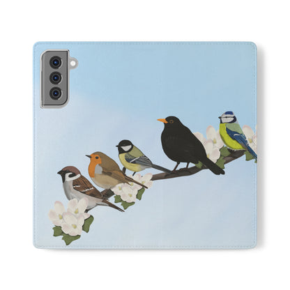 Garden Bird Blackbird Sparrow Chickadee Phone Flip Case