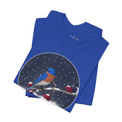 Bluebird on a Winter Branch Birdwatcher Christmas Bird T-Shirt