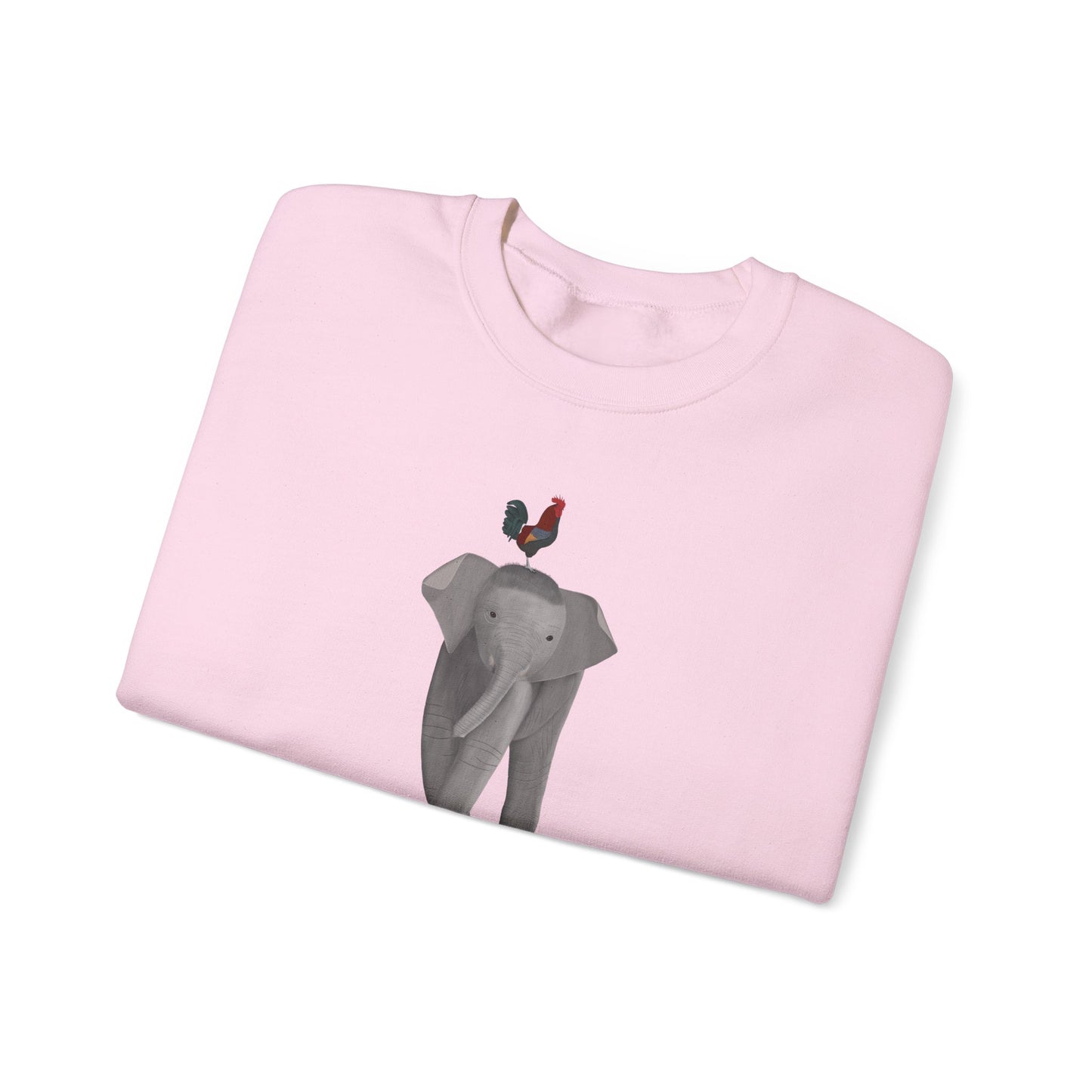 Elephant with Rooster Bird Birding & Birdwatching Sweatshirt