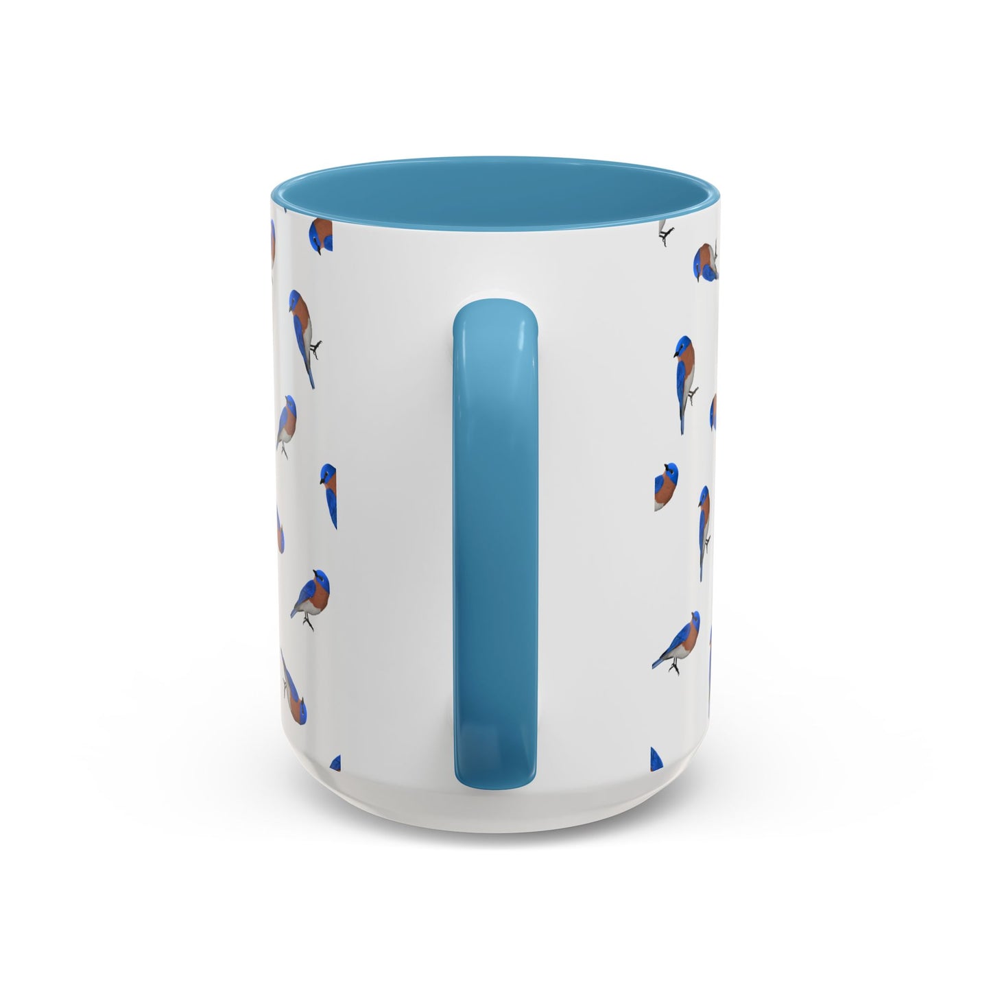 Bluebird All-Over Pattern Accent Mug | Colorful Bird Lover Gift for Birdwatchers