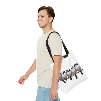 Schwanzmeisen Tragetasche 40x40cm Vogel Tasche Weiß für Vogelbeobachter