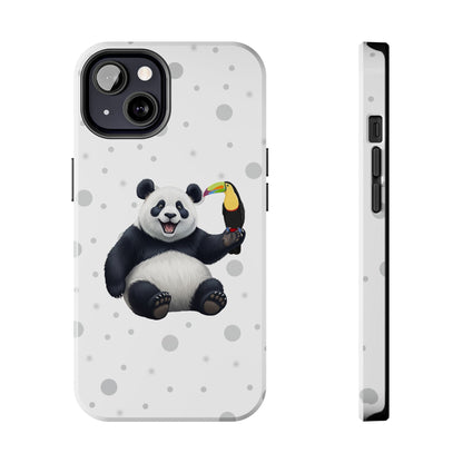 Cute Panda Bear with a Toucan Animal iPhone Case - Dual-Layer PC/TPU Protective Cover for iPhone