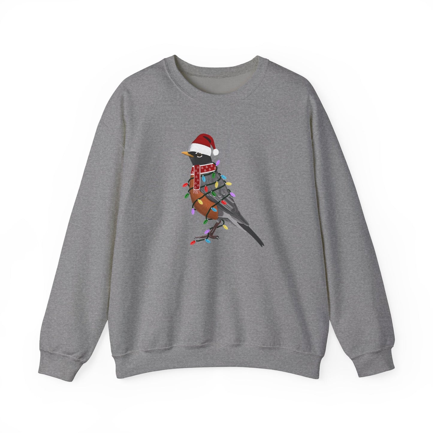 Robin with Fairy Lights Santa Claus Christmas Bird Sweatshirt