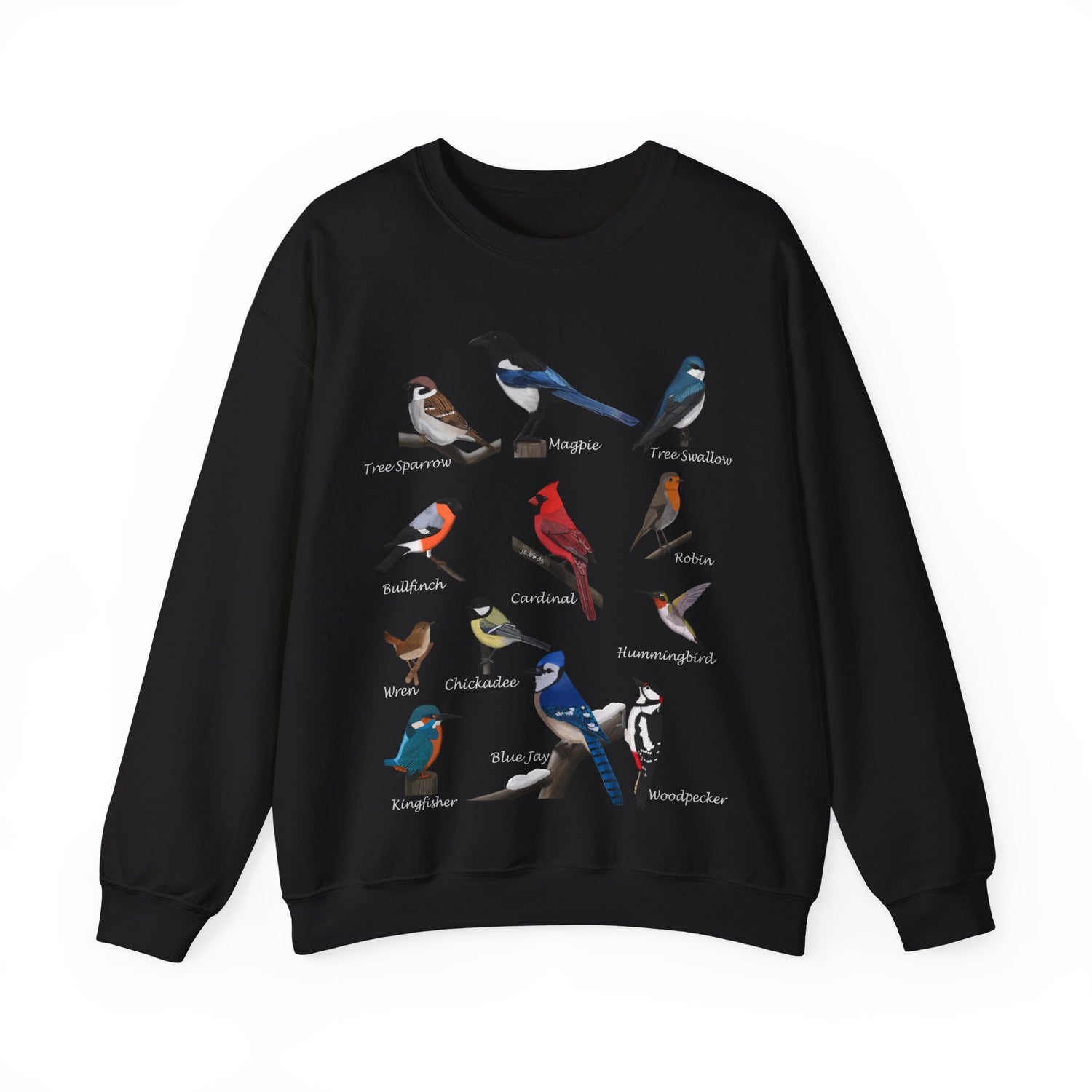 Garden Birds Cardinal Bluejay Bullfinch Crewneck Sweatshirt