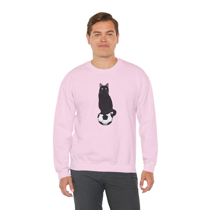 Black Cat with Soccer Cat Lover Sweatshirt