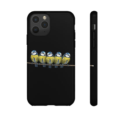 Blaumeisen auf einem Ast Premium Handyhülle – Doppelt Geschützt & Rundum Bedruckt Schwarz