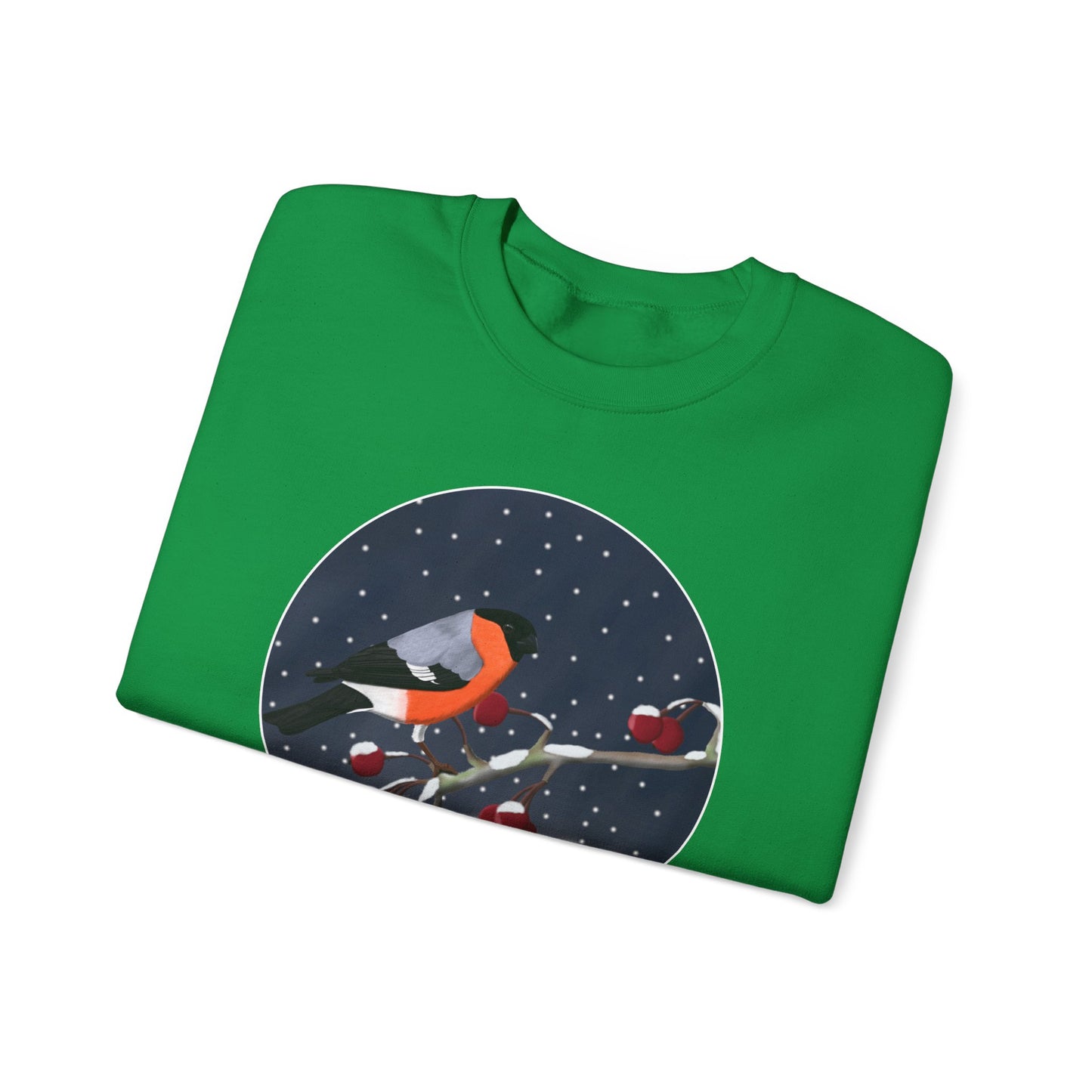 Bullfinch on a Winter Branch Birdwatcher Christmas Bird Sweatshirt