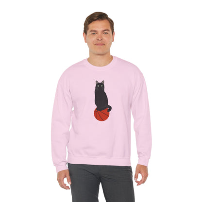 Black Cat with Basketball Cat Lover Sweatshirt