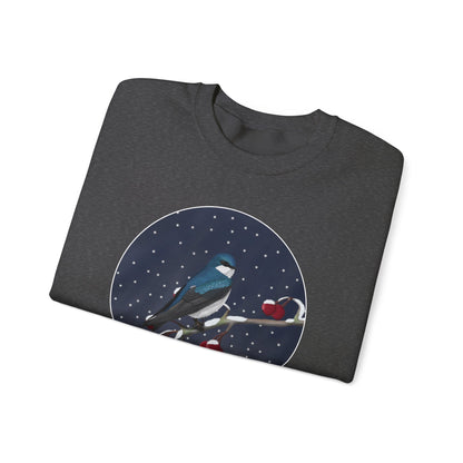 Tree Swallow on a Winter Branch Birdwatcher Christmas Bird Sweatshirt