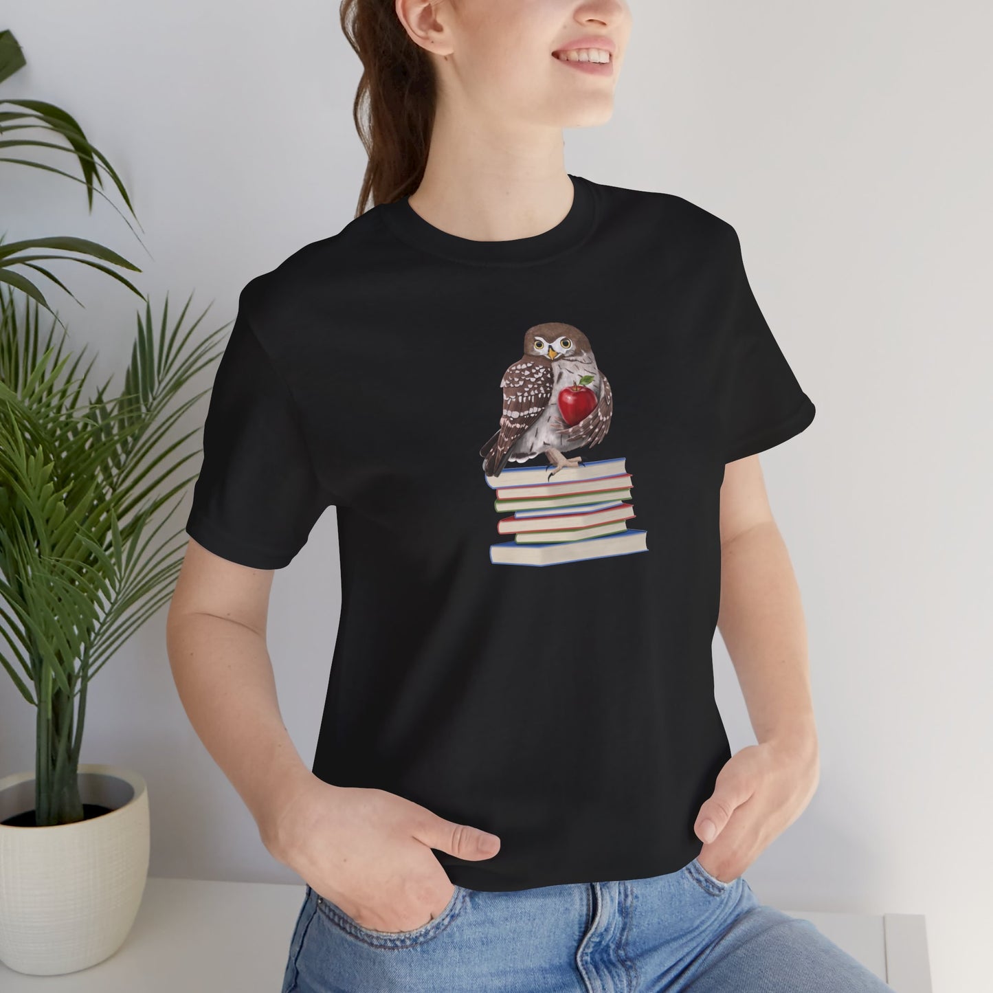 Cute Owl on Books Teacher Shirt – Back to School Apple Aesthetic