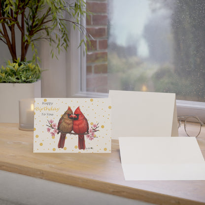Northern Cardinals Birthday Card – Premium Matte Bird Greeting Card