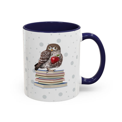 Cute Owl on Books Teacher Mug – Two-Tone Classroom Coffee Cup
