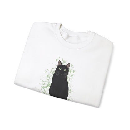 Black Cat with Green Dots Cat Lover Sweatshirt