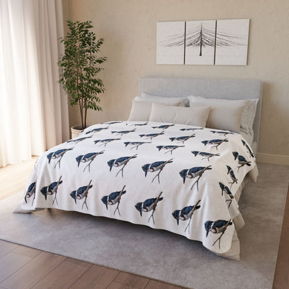 Belted Kingfisher Art Fleece Sherpa Blanket (60"x80") - Thick, Ultra-Soft & Cozy Throw for Bird Lovers