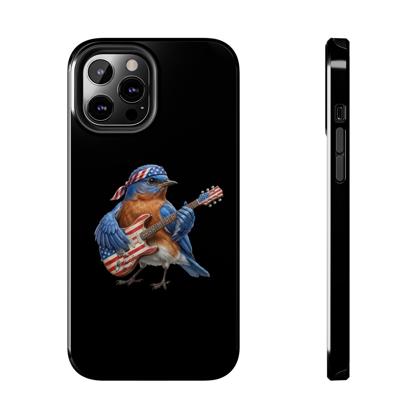 Bluebird with Guitar iPhone Case – Premium Tough Phone Cover Black