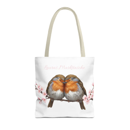 Personalisierte Premium Tragetasche – Rotkehlchen mit Wunschnamen