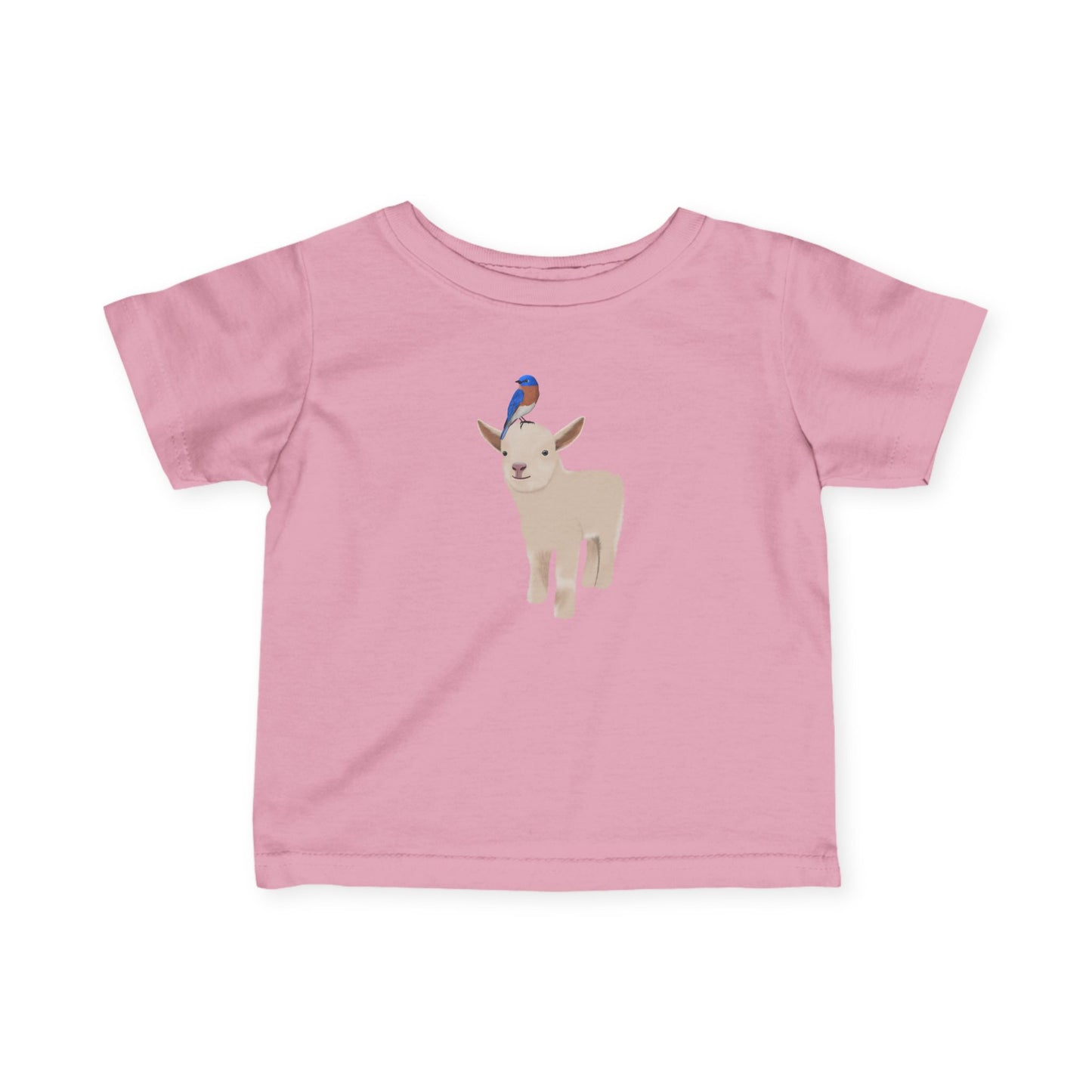 Cute Little Lamb with Bluebird Bird Baby & Toddler T-Shirt