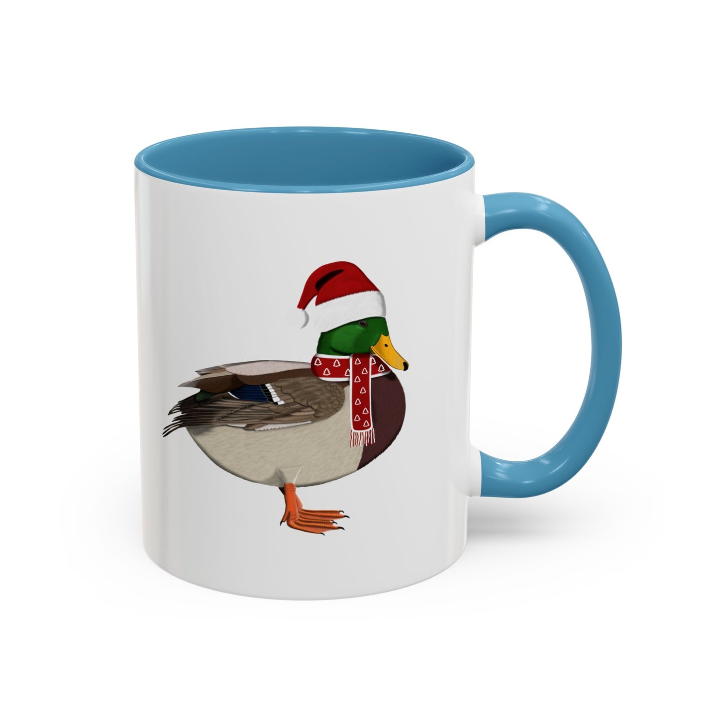 サンタクロースのマガモを象った陶器製バードコーヒーマグ – バードウォッチャーへのカスタムギフト