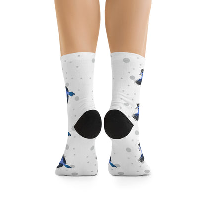 Blue Jay Socks White Bird Socks for Bird Lovers One Size