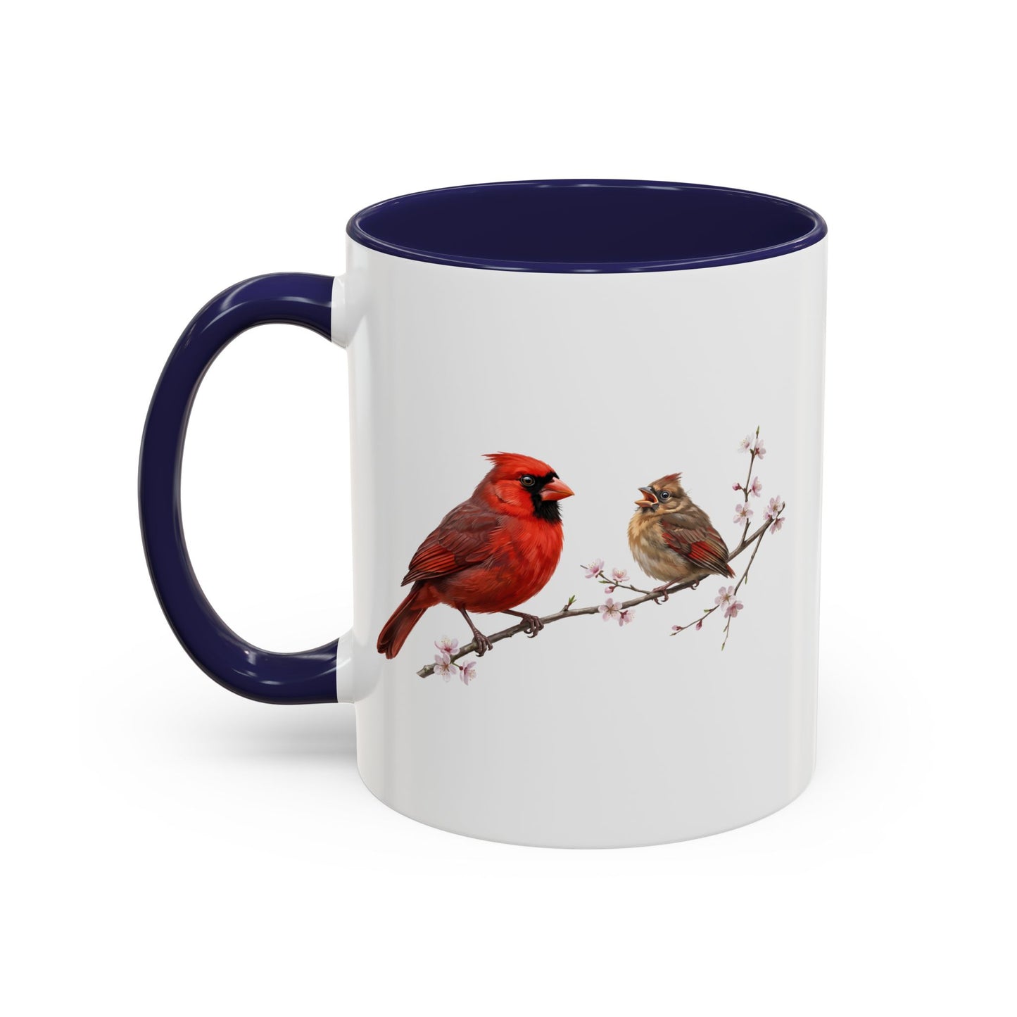 Northern Cardinal & Fledgling Two-Tone Mug | Spring Bird Lover Gift