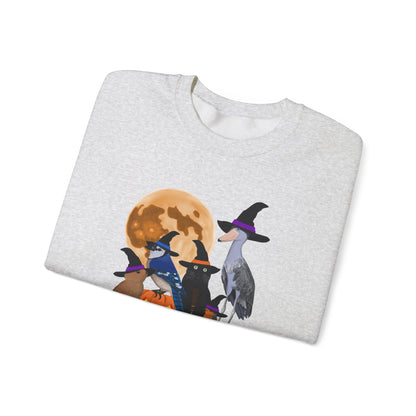 Blue Jay Robin Shoebill Rabbit with Cat and Bunny Halloween Bird Sweatshirt