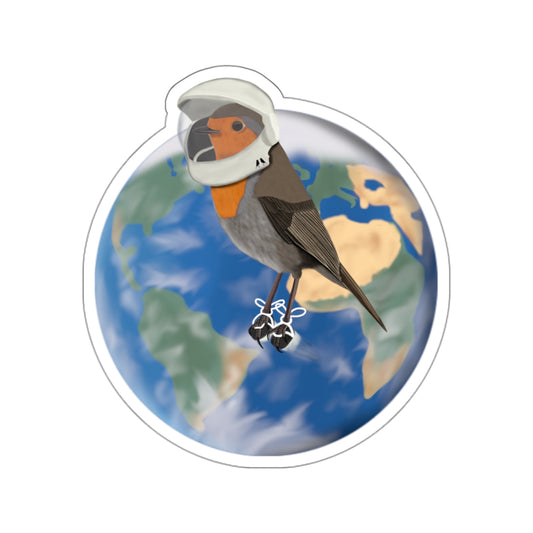 robin bird in space sticker