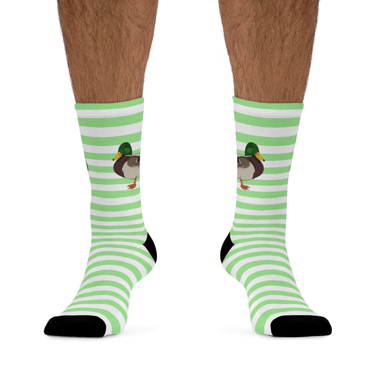 Mallard Stripes Green White Birding & Birdwatching Bird Socks