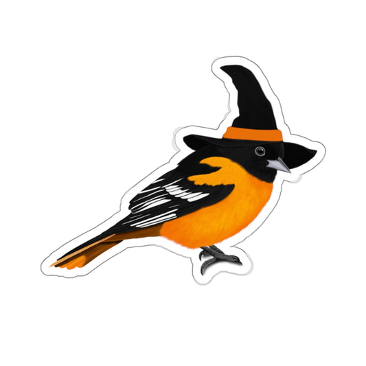 Baltiore Oriole Halloween Witch Hat Bird Sticker