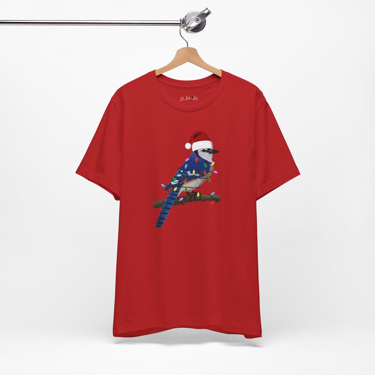 Blue Jay with Fairy Lights Christmas Bird T-Shirt