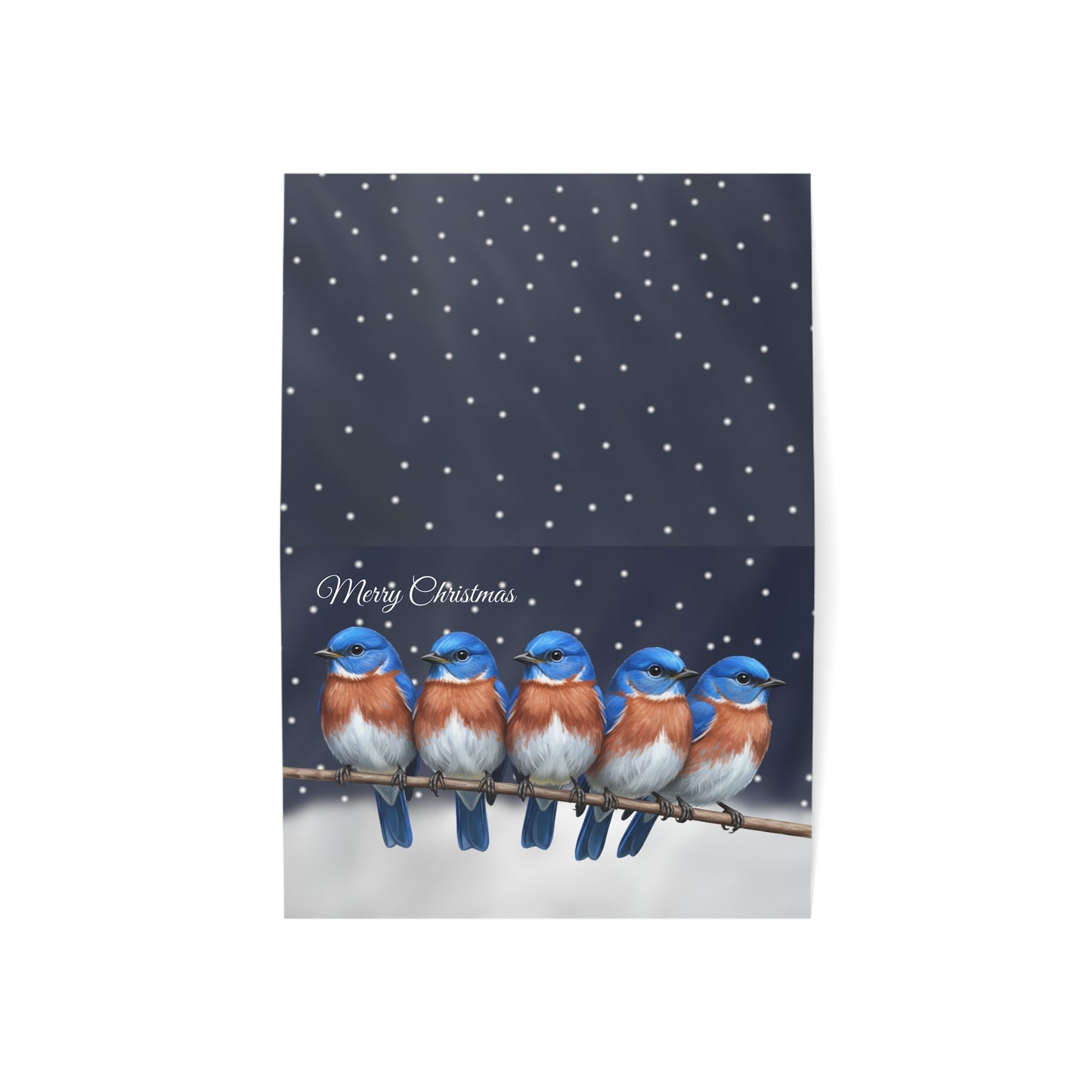 Bluebirds Bird Art Premium Christmas Card 7x5" | Double-Sided Matte Holiday Greeting