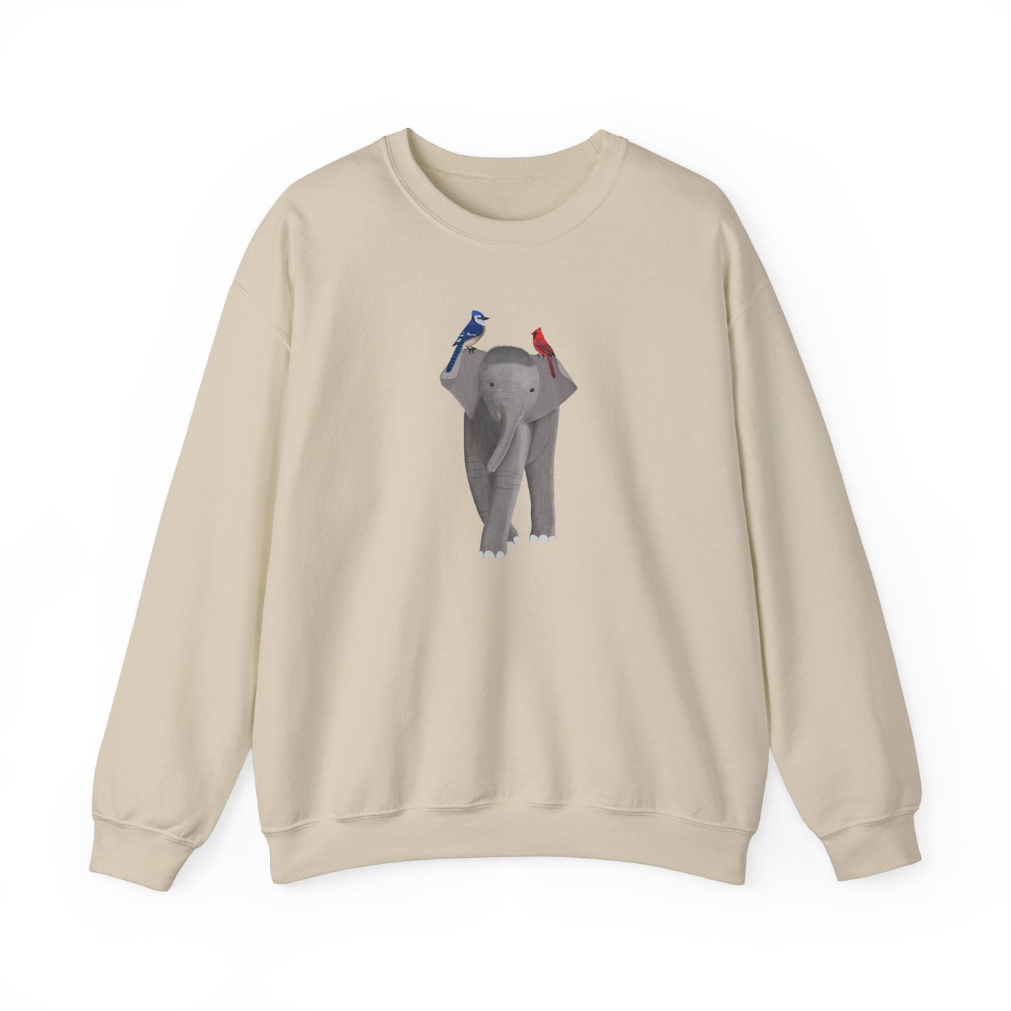 Elephant with Blue Jay Cardinal Birds Birding & Birdwatching Sweatshirt