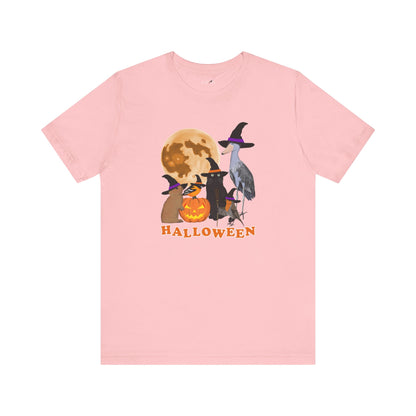 Baltimore Oriole Robin Shoebill with Cat and Bunny Halloween Bird T-Shirt