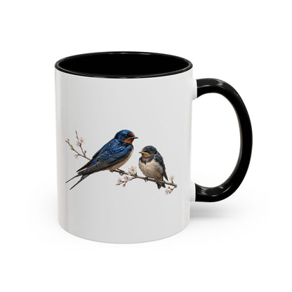 Barn Swallow & Fledgling Two-Tone Mug | Spring Bird Lover Gift