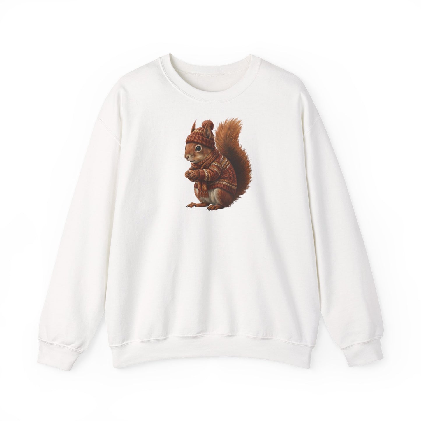 Eichhörnchen in Strick Weihnachts-Sweatshirt | Unisex Tiermotiv Sweater für Tierfreunde & Tierbeobachter
