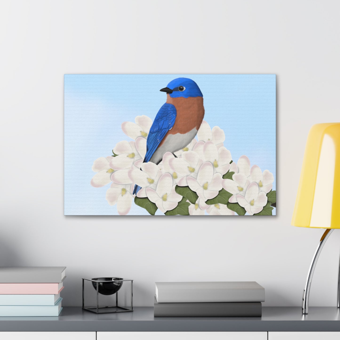Eastern Bluebird in Spring Blossoms Bird Canvas Gallery Wrap