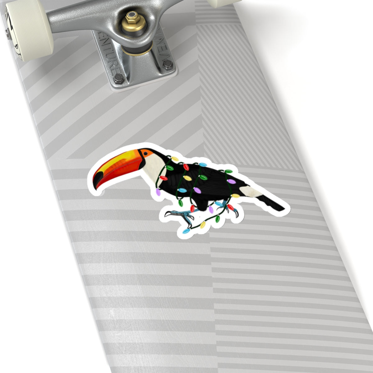 Toucan with Fairy Lights and Santa Claus Hat Christmas Bird Sticker