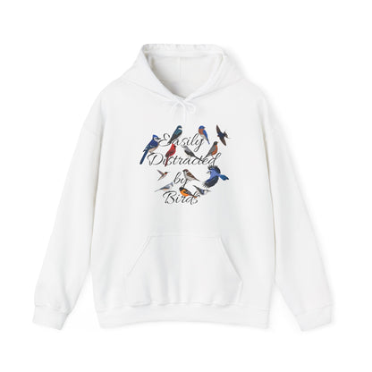 Easily Distracted by Birds Blue Jay Cardinal Hummingbird Hoodie