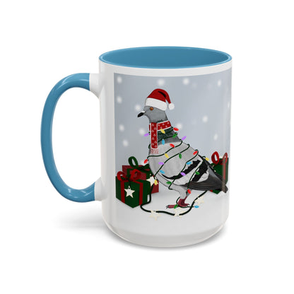 Pigeon with Christmas Hat and Scarf Snow Bird Coffee Mug