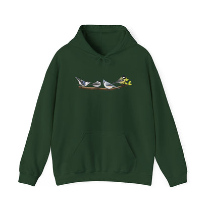 Birds on a Branch Hoodie Nuthatch Tufted Titmouse Chickadee Bird Lover & Bird Watcher