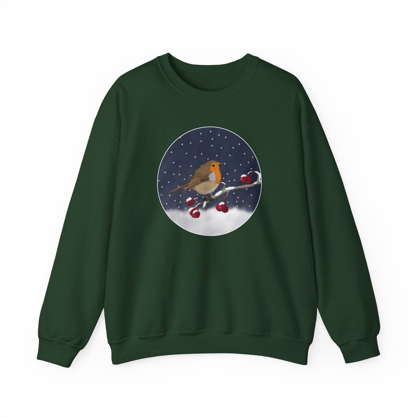 Robin on a Winter Branch Christmas Bird Sweatshirt