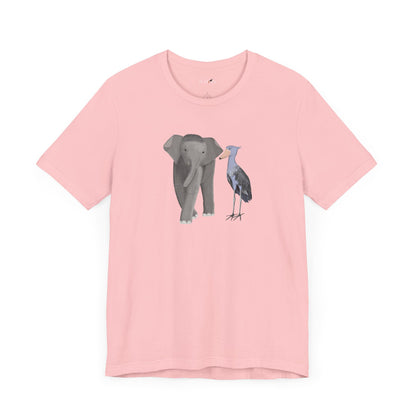 Elephant with Shoebill Bird Birding & Birdwatching T-Shirt