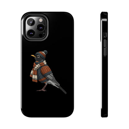 アメリカンロビンの鳥のアートが描かれた二層式iPhoneケース - 鳥類学者や鳥愛好家へのプレゼントに最適