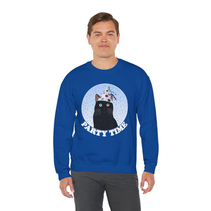 Black Cat Celebrating Party Time Cat Lover Sweatshirt