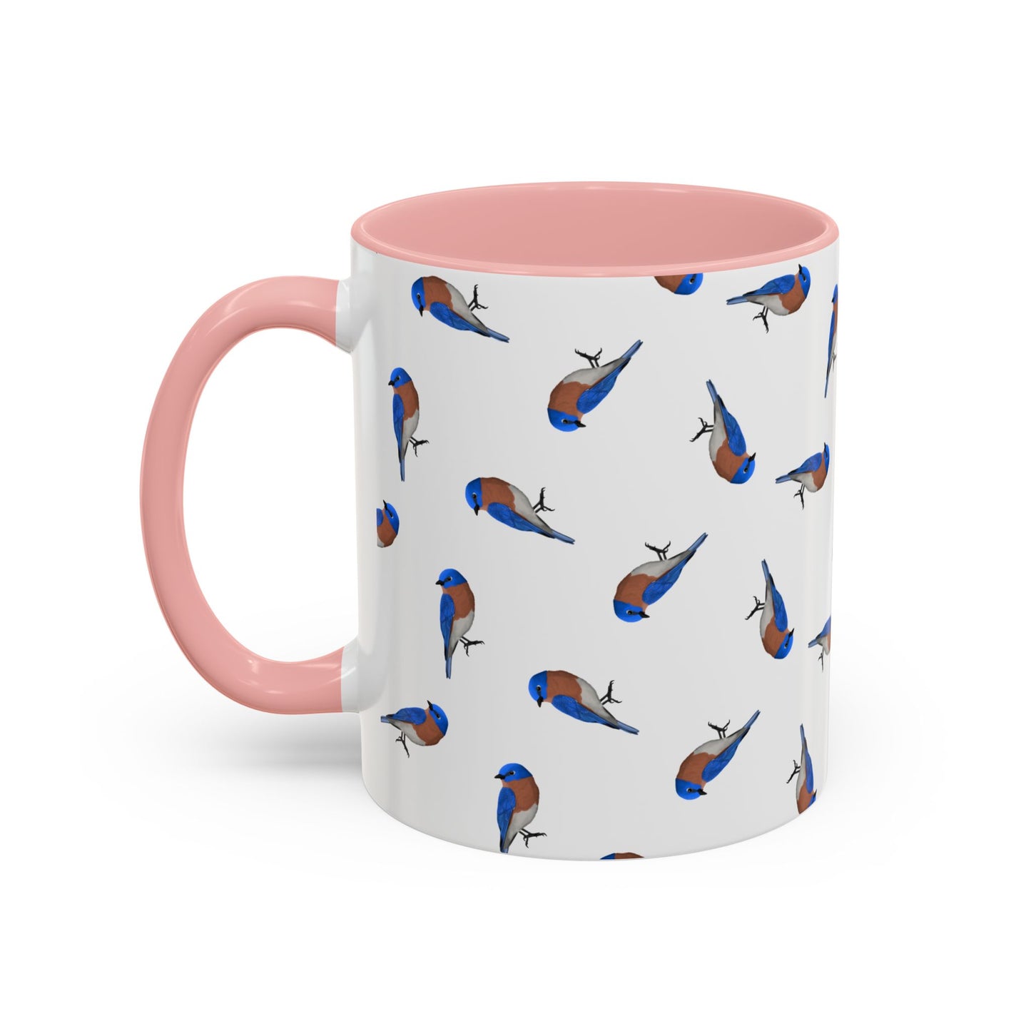 Bluebird All-Over Pattern Accent Mug | Colorful Bird Lover Gift for Birdwatchers