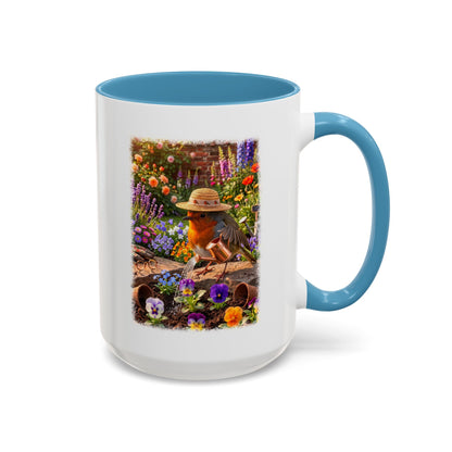 Robin Rosi Watering Flowers Mug for Bird Lovers