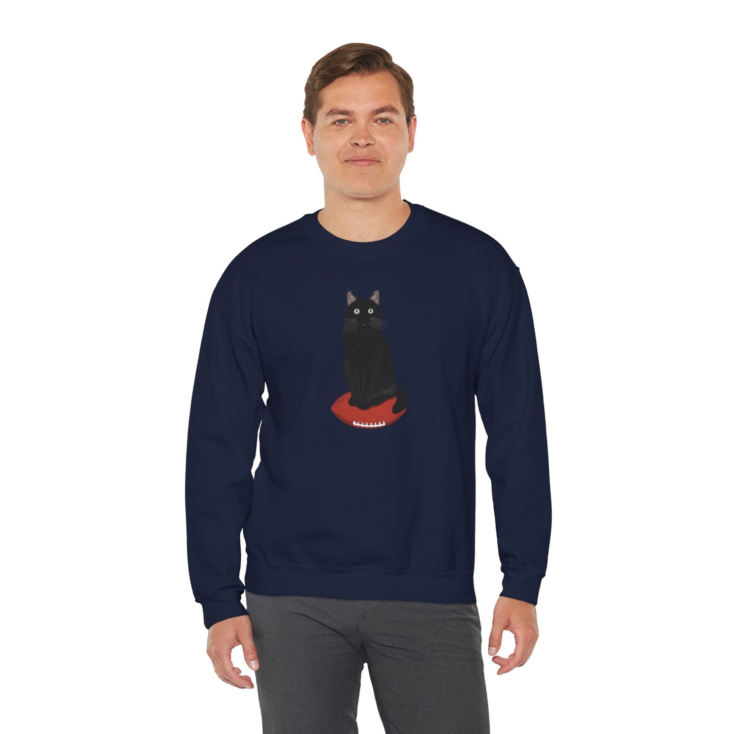 Black Cat with Football Cat Lover Sweatshirt