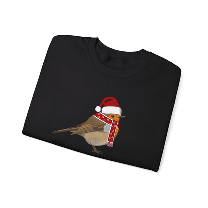 European Robin with Christmas Hat Bird Birdwatcher Sweatshirt