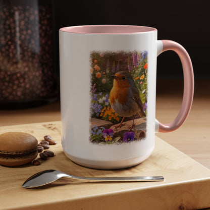 Robin Rosi Flower Bed Mug - Cute Backyard Bird Watcher Gift